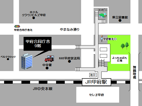 山梨事務所の地図です